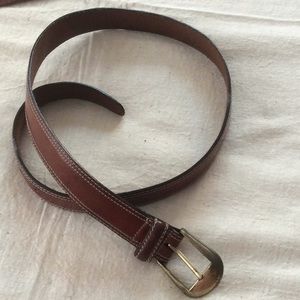 Genuine Leather Brown Belt with bronze buckle.